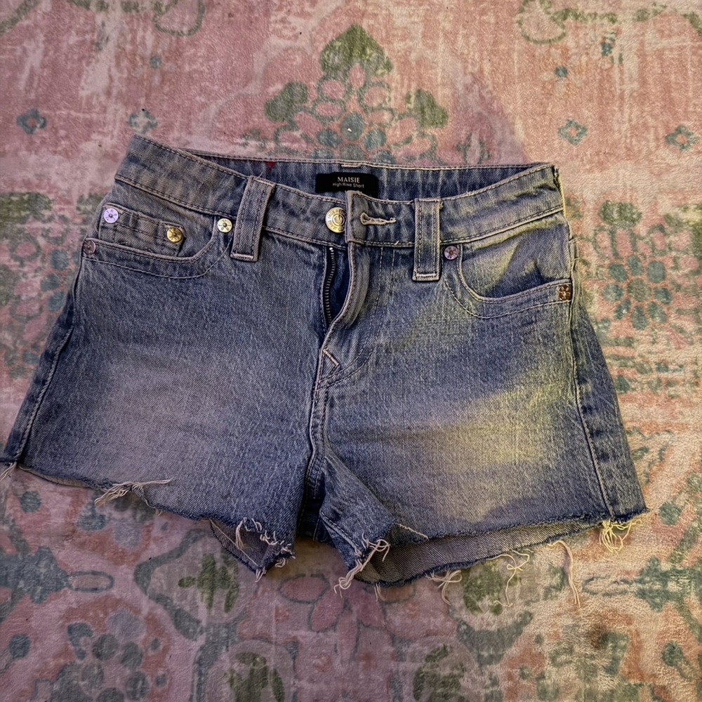 True Religion Distressed Blue Jean Shorts